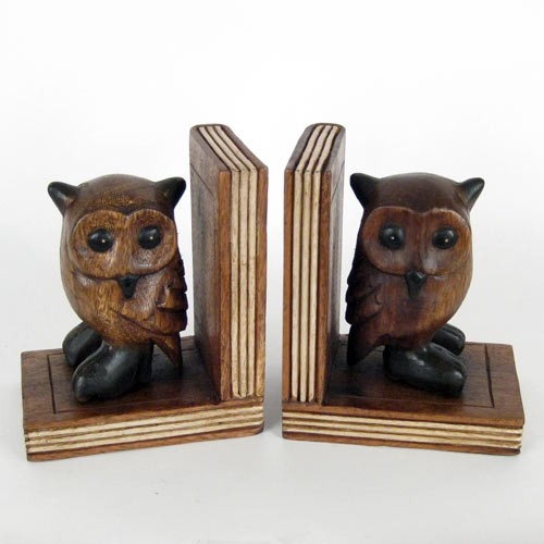 Wooden Owl Bookends
